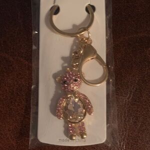 Pink and Gold Bear Keychain
